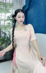 Áo Dài Nơ Khuy To AD1579 (áo lẻ)