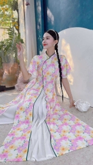 Áo Dài 3T Hoa Nước AD1638 (áo lẻ)