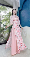 Áo Dài Gấm Phối Khoác AD1618 (áo lẻ)