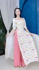Áo Dài 2D Cổ Vuông AD1569 (áo lẻ)