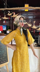 Áo Dài Suông Tơ Gãy 125cm 4T AD1609 (áo lẻ)