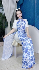 Áo Dài 4T Viền Tam Giác AD1554 (áo lẻ)