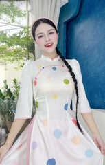 Áo Dài Chấm Tròn City AD1573 (áo lẻ)