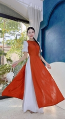 Áo Dài Dứa Tay Bồng AD1635 (áo lẻ) - Cam Đất