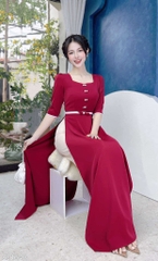 Áo Dài Nút Đôi Eo Nơ AD1640 (áo lẻ)