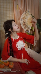 Áo Dài Mặt Trăng Đính Hoa AD1671 (áo lẻ)