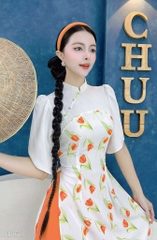 Áo Dài Pha Hoa Nhung AD1617 (áo lẻ)