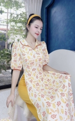 Áo Dài Cổ Lật Bầu Viền Lé AD1587 (áo lẻ)