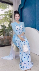 Áo Dài Hoa 4 Cánh AD9190 (áo lẻ)