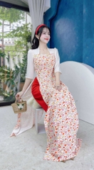 Áo Dài Cổ Vuông Leo AD1592 (áo lẻ)