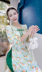 Áo Dài Cổ Tim Cầu Vồng AD1670 (áo lẻ)