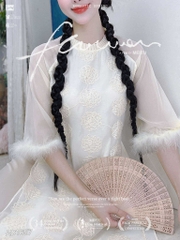 Áo Dài 4T Tay Tuyết 128cm AD1657 (áo lẻ)