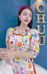 Áo Dài Cổ Trái Bầu AD1533 (áo lẻ)