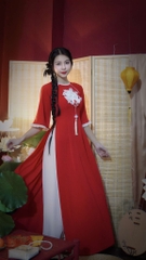 Áo Dài Mặt Trăng Đính Hoa AD1671 (áo lẻ)