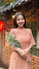 Áo Dài Suông Tơ Gãy 125cm 4T AD1609 (áo lẻ)