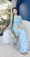 Áo Dài Màu Nước Nơ Nhung AD1656 (áo lẻ)