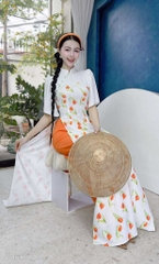 Áo Dài Pha Hoa Nhung AD1617 (áo lẻ)