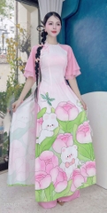 Áo Dài Thỏ Và Tulip AD1683 (áo lẻ)