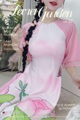 Áo Dài Thỏ Và Tulip AD1683 (áo lẻ)