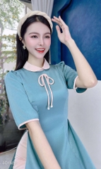 Áo Dài Cổ Sen Nơ Đá AD1688 (áo lẻ)