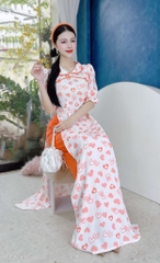 Áo Dài Cổ Sen Sao Mộc AD9255