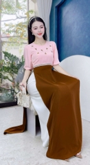 Áo Dài Hoa Thêu Nối Eo AD1676 (áo lẻ)