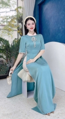 Áo Dài Cổ Sen Nơ Đá AD1688 (áo lẻ)