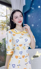 Áo Dài Linh Chi Viền Bèo AD1555 (áo lẻ) - Kem tim