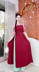 Áo Dài Cổ V tay Xòe AD1565 (áo lẻ)