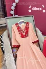 Áo Dài Bươm Bướm Vũ AD2734 (áo lẻ) - Kem