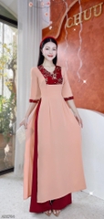 Áo Dài Bươm Bướm Vũ AD2734 (áo lẻ) - Kem