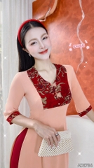 Áo Dài Bươm Bướm Vũ AD2734 (áo lẻ) - Kem