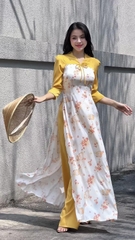 Áo Dài Hoa 4 Cánh AD9190 (áo lẻ)