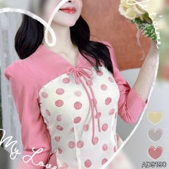 Áo Dài Hoa 4 Cánh AD9190 (áo lẻ)