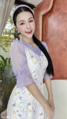 Áo Dài Cổ V Ngọc Châu AD2761 (áo lẻ)