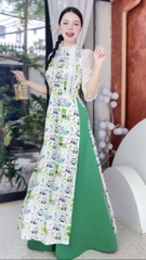 Áo Dài Hoa Hồng Tơ Rose AD1686 (áo lẻ)