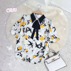 Áo Sơ Mi Cổ Màu Cột Nơ TN A2865