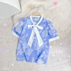 Áo Sơ Mi Nơ Cổ Nhún Rút A2829