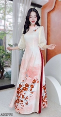 Áo Dài Viền Bi Ánh HÀo AD2775 (áo lẻ)