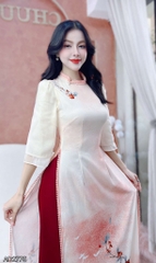 Áo Dài Viền Bi Ánh HÀo AD2775 (áo lẻ)