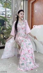 Áo Dài Nơ Xếp Ngọc AD2813 (áo lẻ)