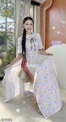 Áo Dài Cổ Sen Tay Tuyết AD1658 (áo lẻ)