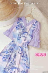 Áo Dài Cổ V Ngọc Châu AD2761 (áo lẻ)
