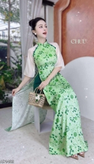 Áo Dài Vân Cá Nút Bọc AD1433 (áo lẻ)