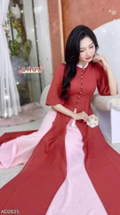 Áo Dài 4T Hạt Châu Sa+PK AD2835 (áo lẻ)