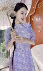 Áo Dài Nơ Sen Cánh Vũ+PK AD2875 (áo lẻ)