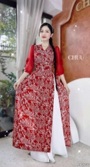 Áo Dài Eo Sa Tay Hoa AD2856 (áo lẻ)