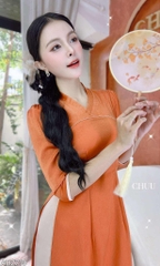 Áo Dài Cổ V Nữ Hoàng AD2719 (áo lẻ)