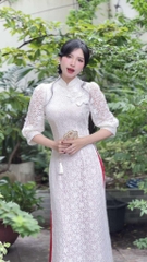 Áo Dài 4T 3 Nơ Ren AD2867 (áo lẻ)