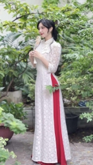 Áo Dài 4T 3 Nơ Ren AD2867 (áo lẻ)